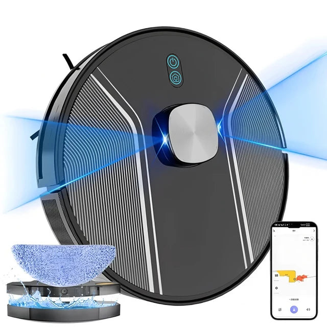 Abundant Solutions Hot Sale Smart AI Automatic Laser Electric Robot Vacuum Cleaner With Mop Sweep Combo Function Mapping for Floor Care Wet and Dry