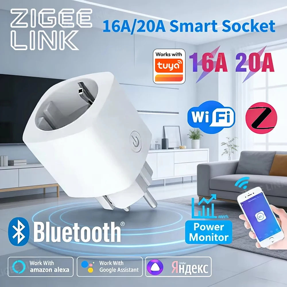 Smart Plug WiFi/Zigbee Socket EU Power Monitor Timing Function For Tuya Smart Life APP Control Works With Alexa Google Assistant