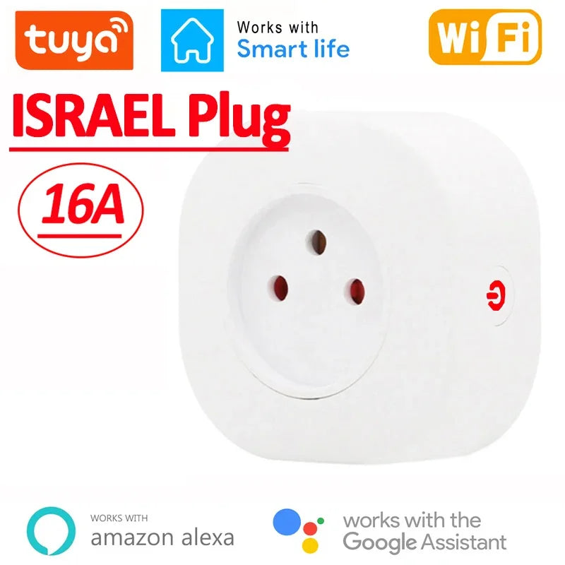 Abundant Solutions 16A Israel Smart Wifi Power Plug Smart Wifi Wireless Socket Outlet Work with Alexa Google Home Assistant Tuya SmartLife APP