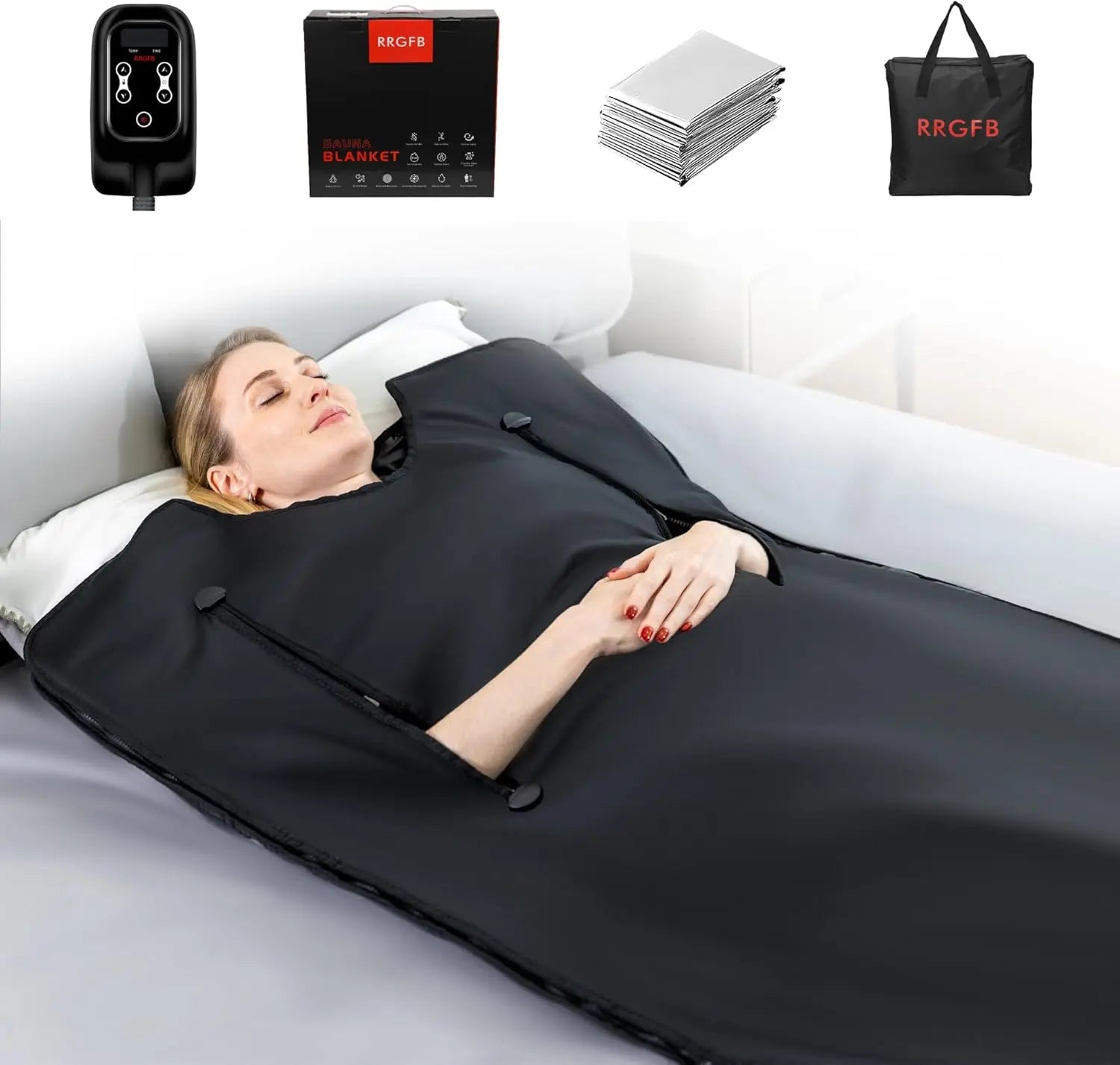 Abundant Solutions Portable Infrared Sauna Blanket for Detox and Relaxation, 20-60 Min Timer, 95-167°F Temp Range